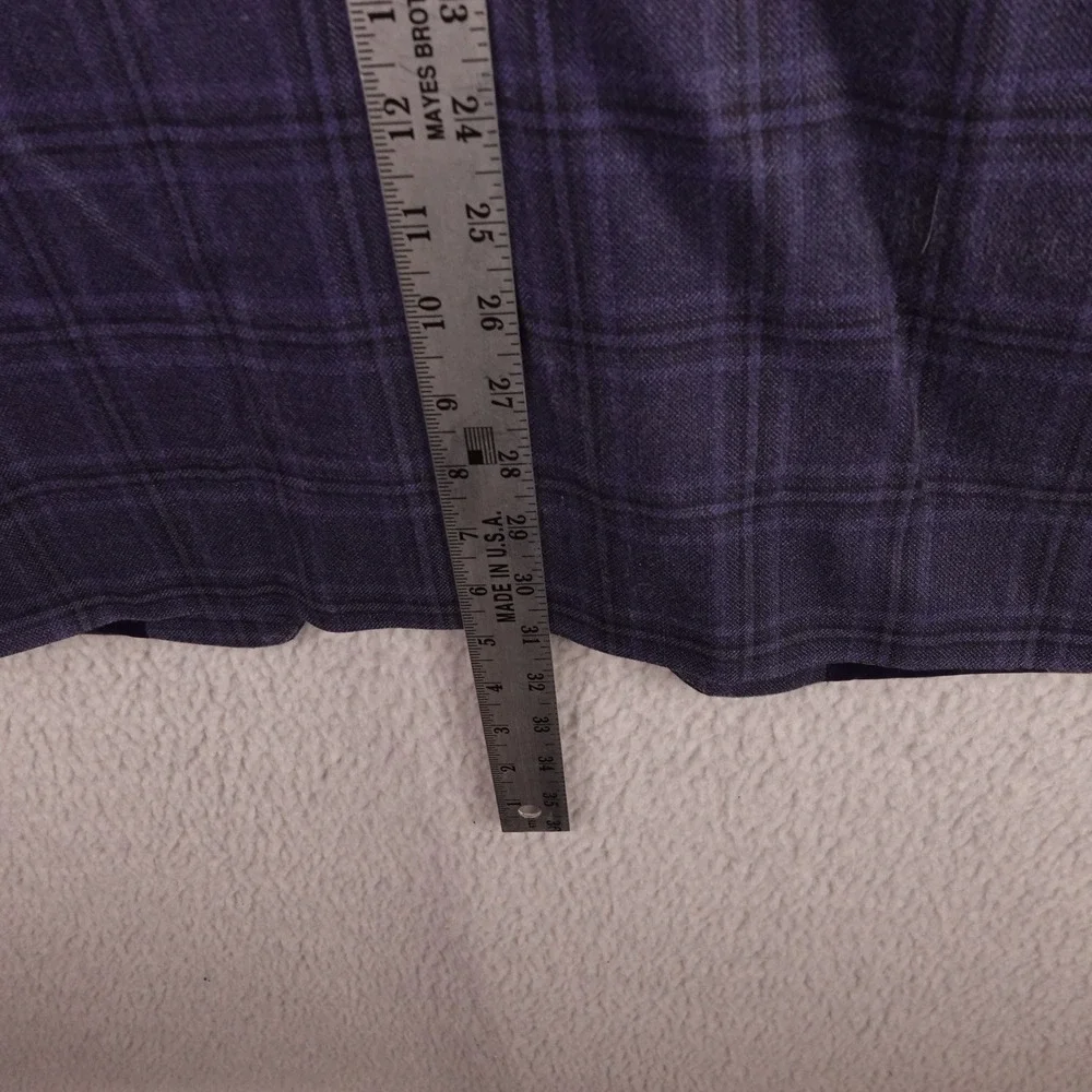 Lauren‎ Ralph Lauren Mens 40L Silk Wool Plaid Blazer Sport Coat Blue 2 Button